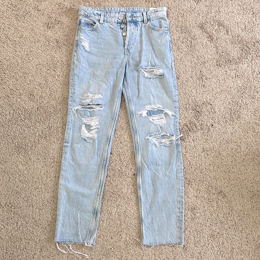 H&M ripped boyfriend jeans